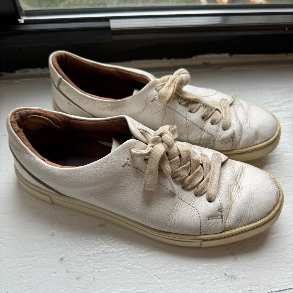 Frye Ivy Low Lace White Leather Sneaker Size 7